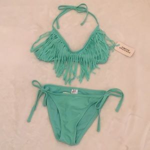 F21 Mint Fringe Bikini NWT